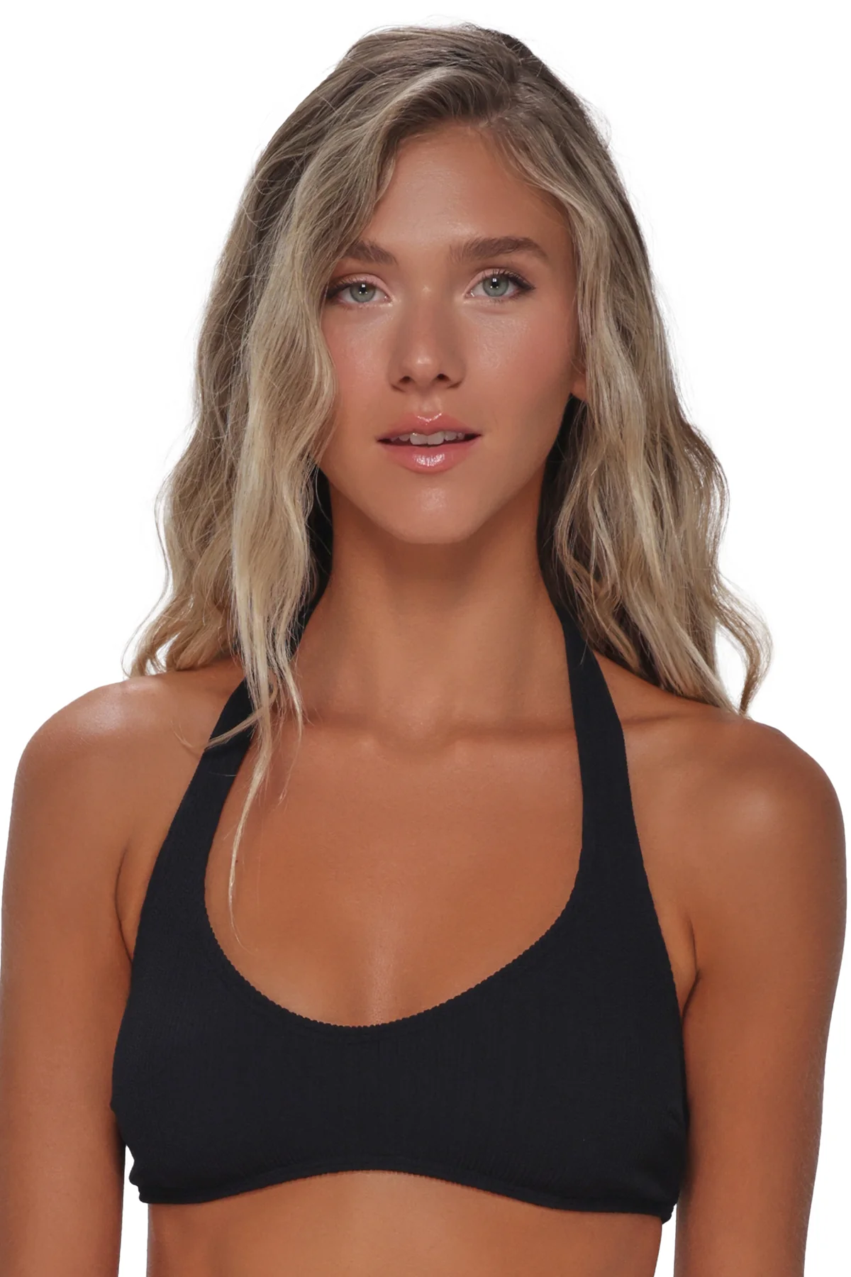 Pacifica Black Rib Splash Halter Top - Image 4