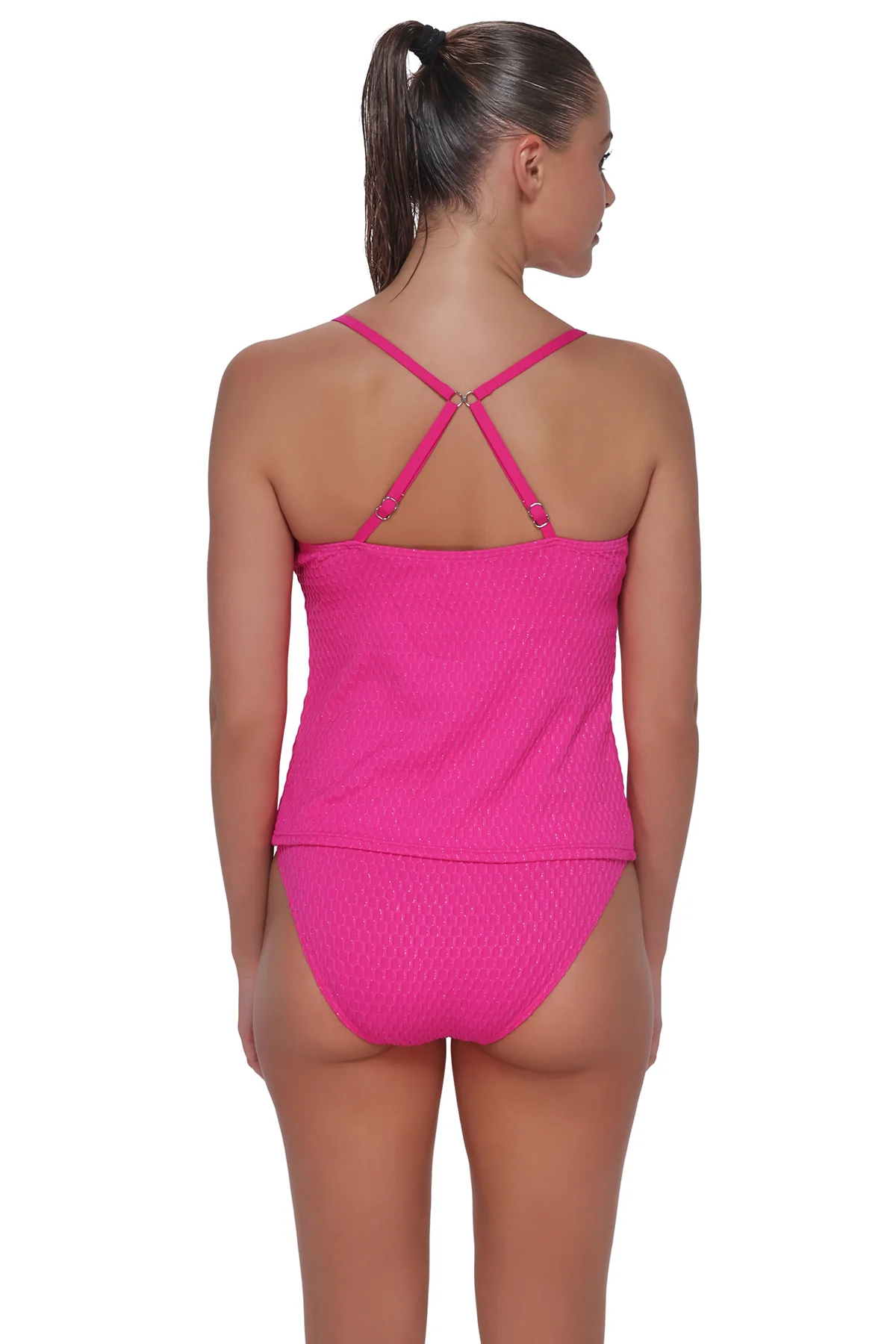Pacifica Pink Diamond Lurex Coralie Tankini Top - Image 5