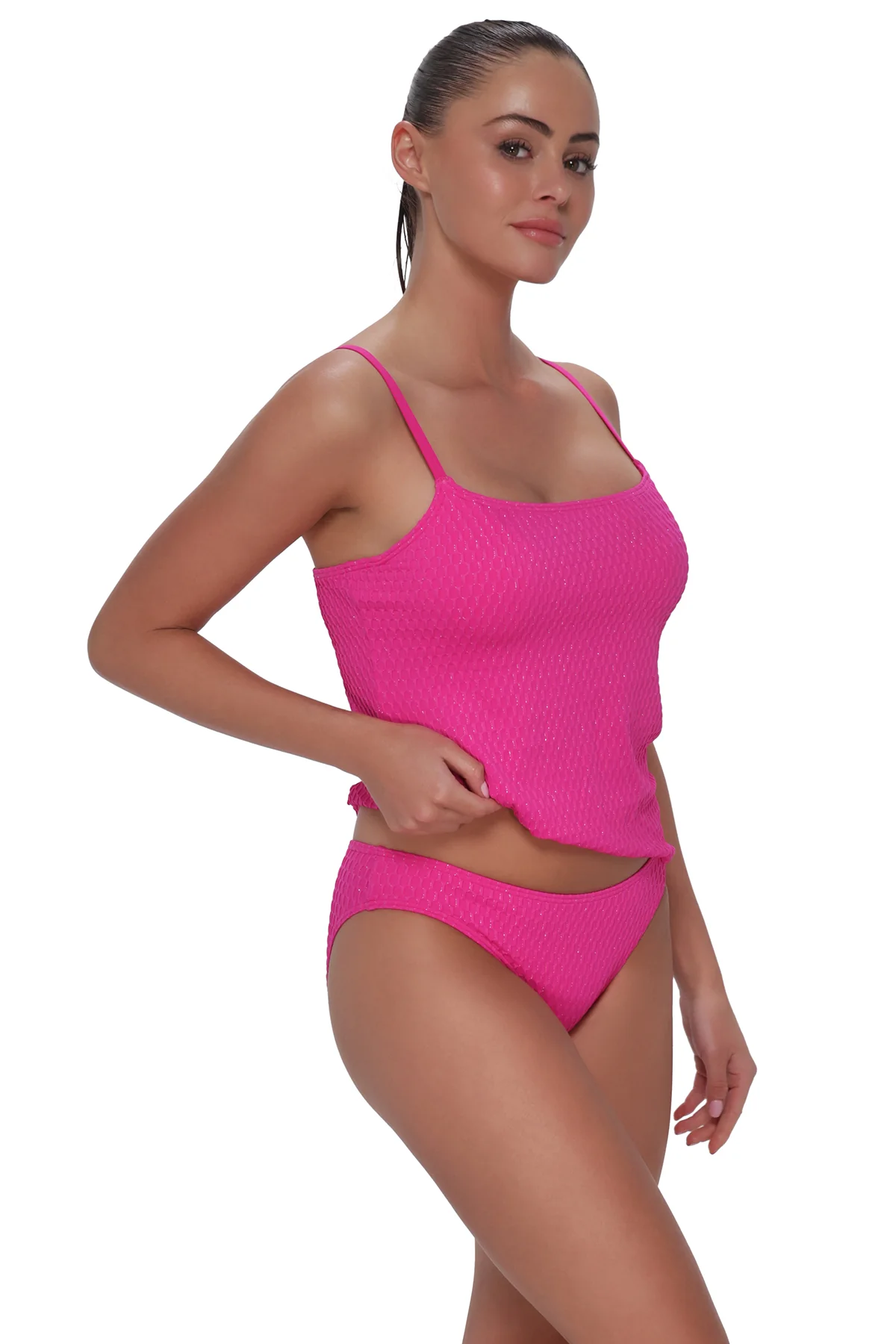 Pacifica Pink Diamond Lurex Coralie Tankini Top - Image 6