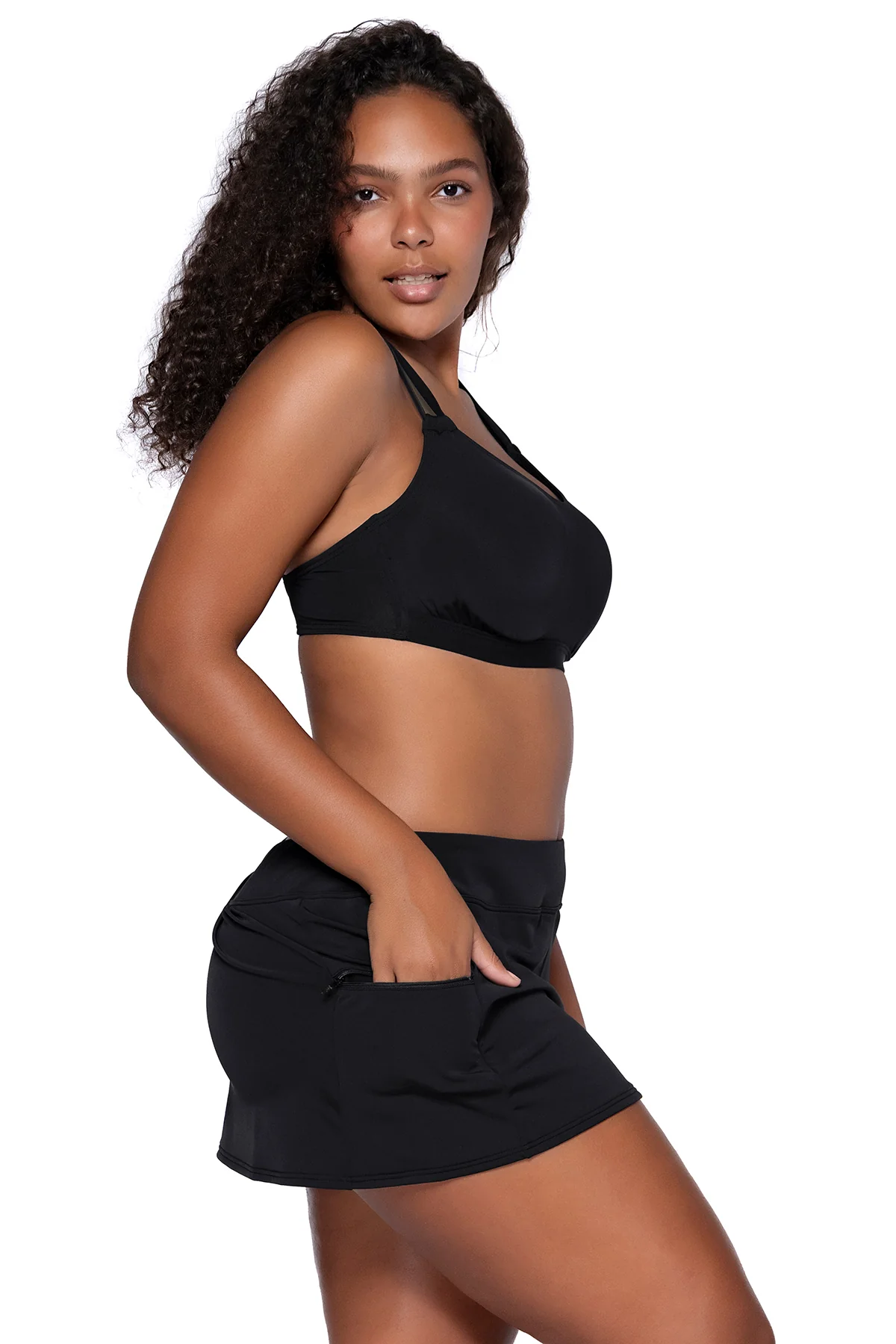 Sunsets Black Sporty Swim Skirt - Image 7