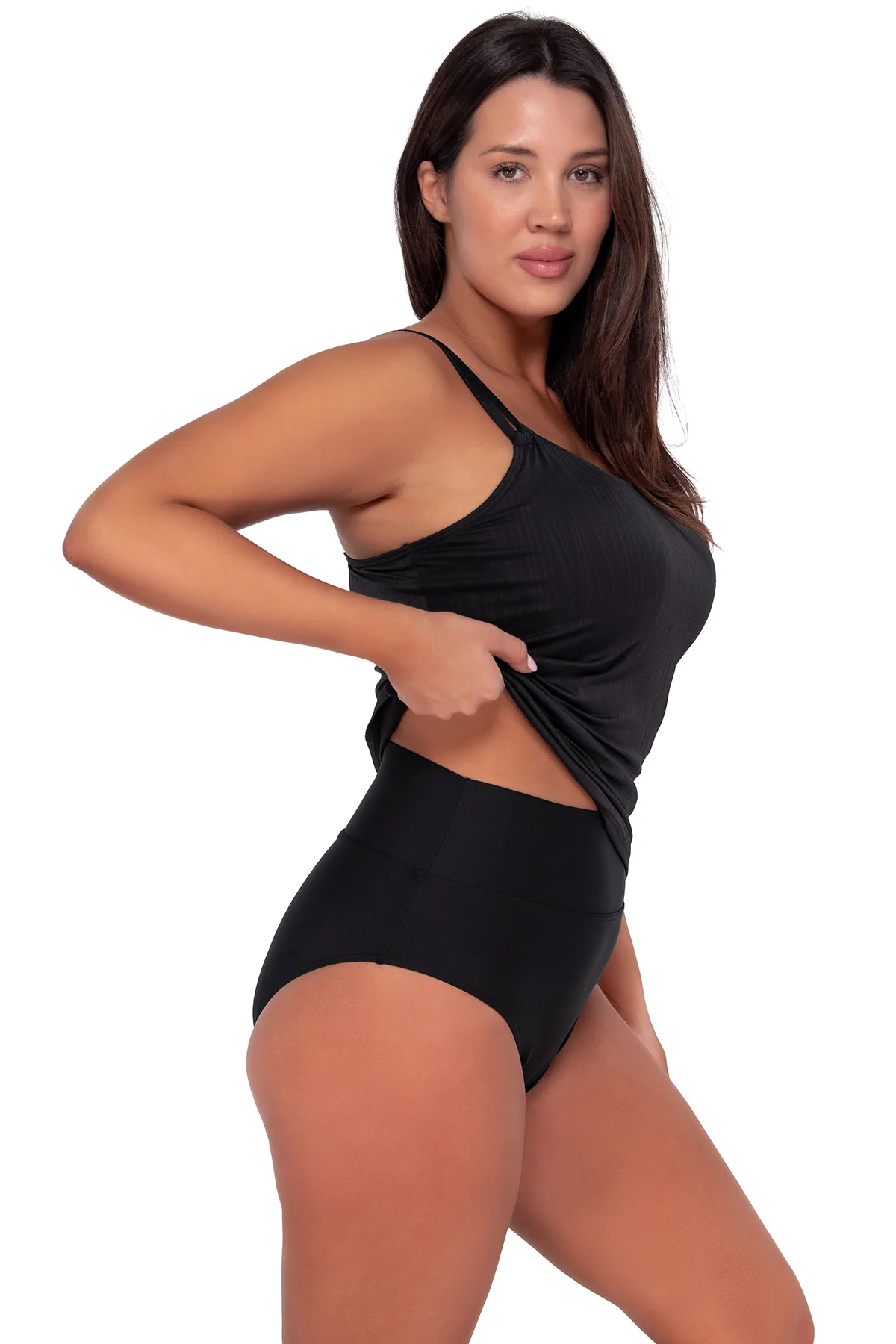 Sunsets Black Seagrass Texture Taylor Tankini Top - Image 7
