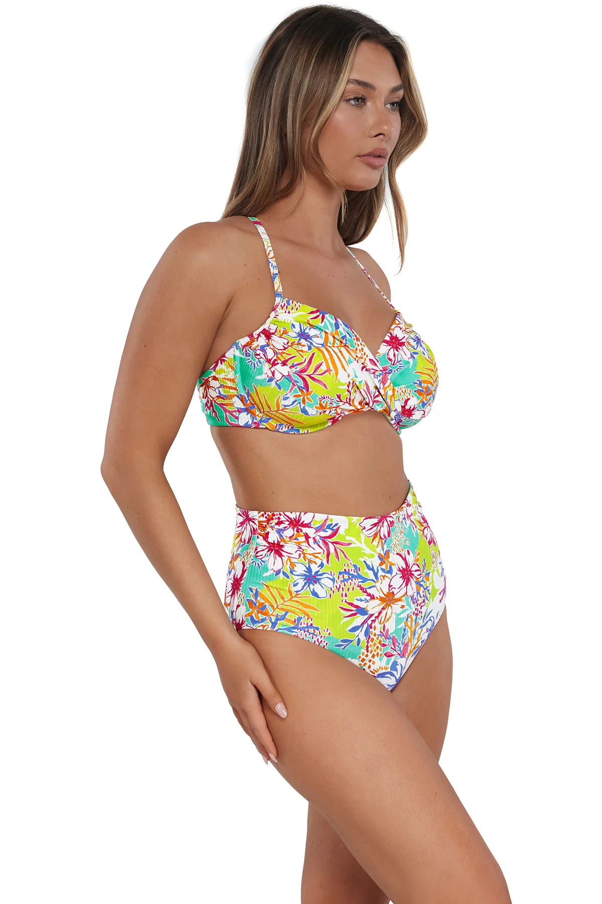 Sunsets Botanical Bliss Sandbar Rib Capri High Waist Bottom - Image 4