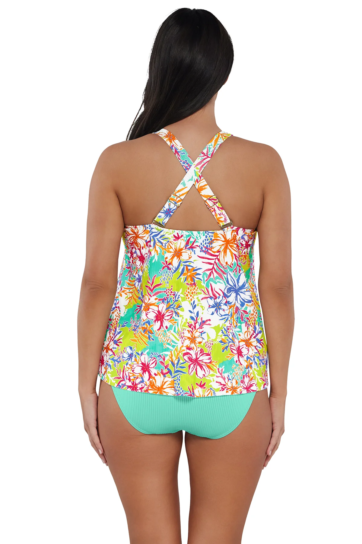 Sunsets Escape Botanical Bliss Sandbar Rib Sadie Tankini Top - Image 7