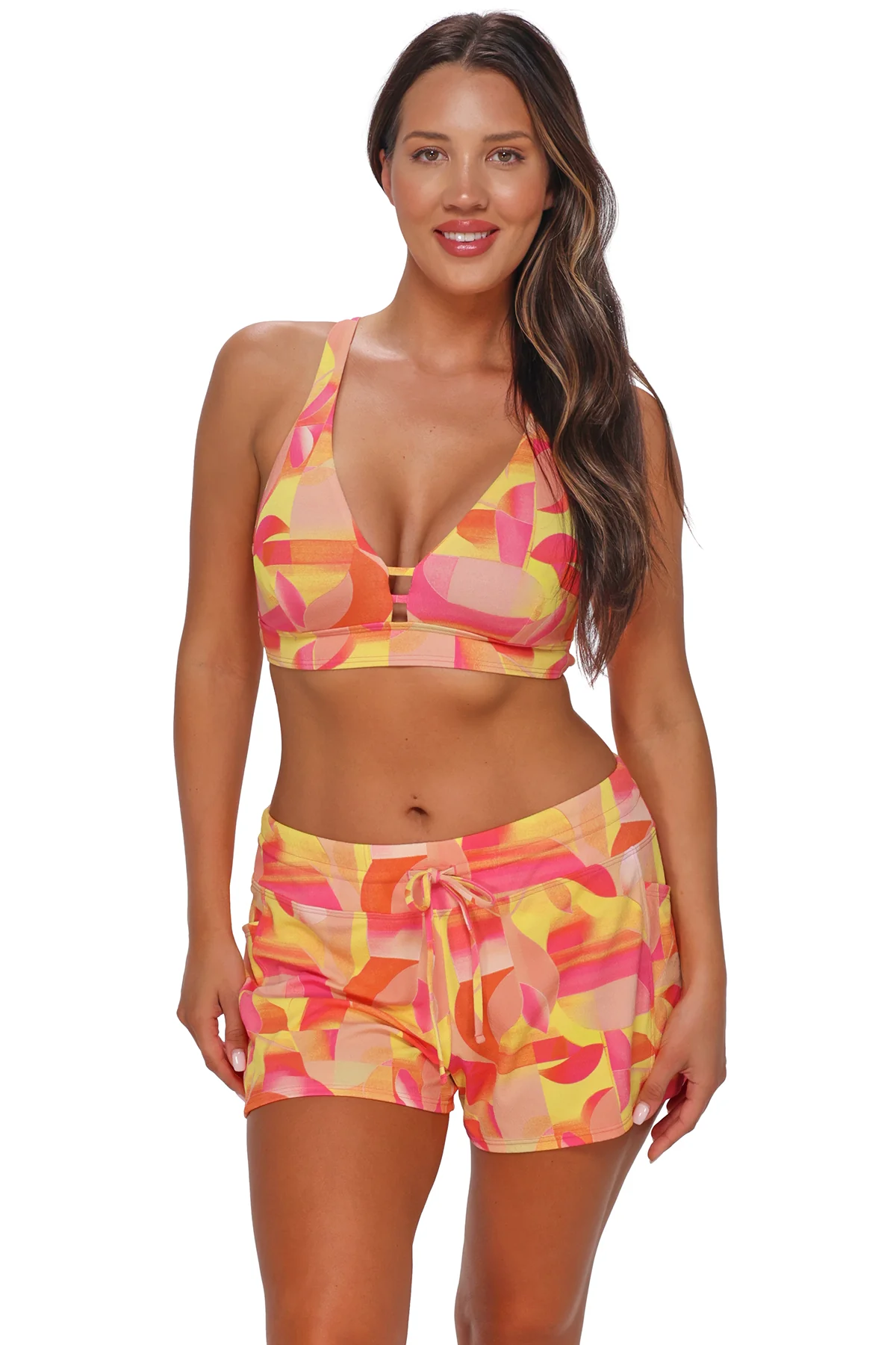 Sunsets Escape Dreamsicle Crepe Laguna Swim Short - Image 4