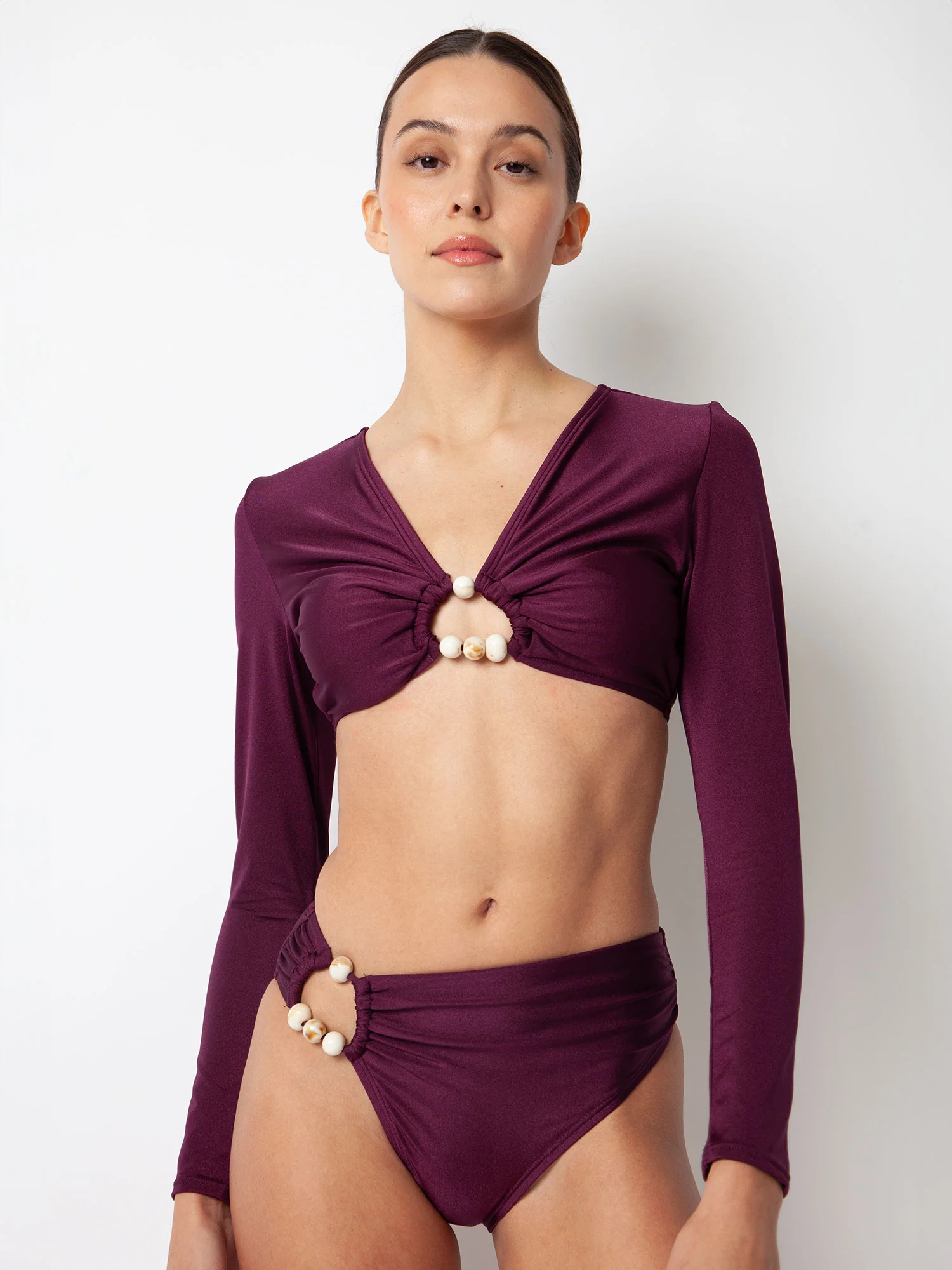 Villa Fresca Eggplant Bria Long Sleeve Top - Image 6