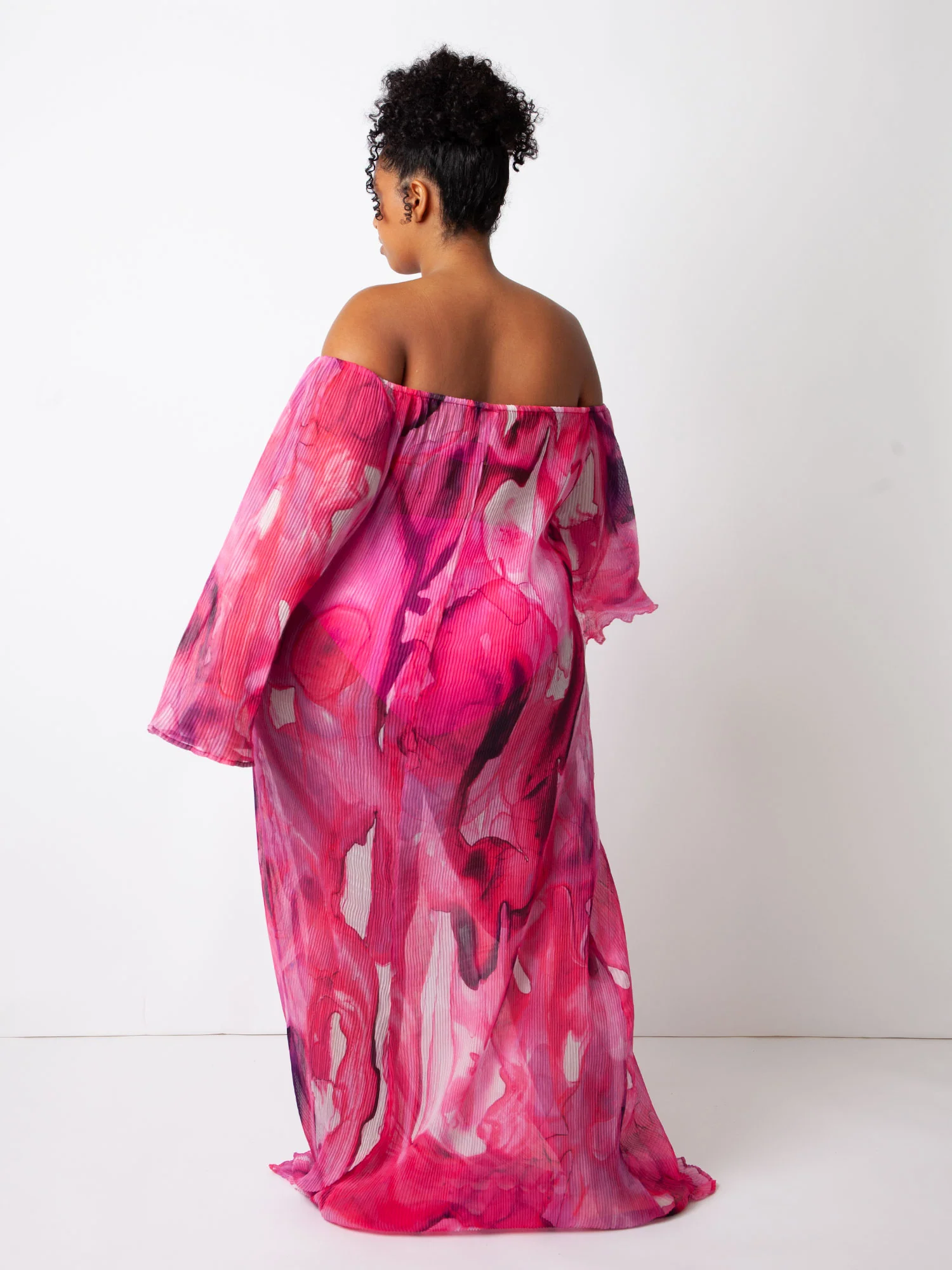 Villa Fresca Fuchsia Ink Malia Pleated Dress Cover-Up - Image 5